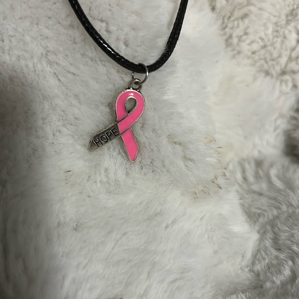 Handmade breast cancer necklace